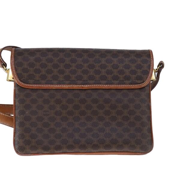 CELINE Macadam Canvas Shoulder Bag Pvc Leather Brown - Picture 3 of 16